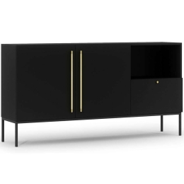 Μπουφές Lazzy II 162415489 180x40x80cm Black-Gold Mdf,Μέταλλο