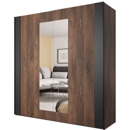 Ντουλάπα Δίφυλλη Συρόμενη Sigon 162422039 200x64x213cm Brown-Black Δίφυλλη