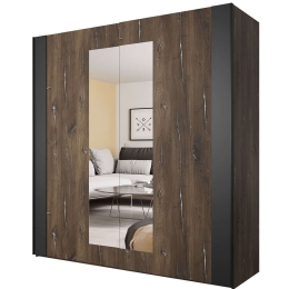 Ντουλάπα Δίφυλλη Συρόμενη Sigon 162422049 200x64x213cm Dark Brown-Black Δίφυλλη