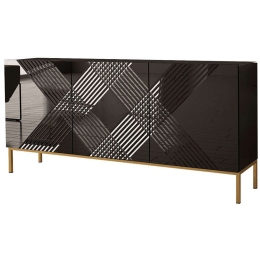 Μπουφές Exito 162459169 160x37x76cm Black-Gold Μοριοσανίδα, Μέταλλο