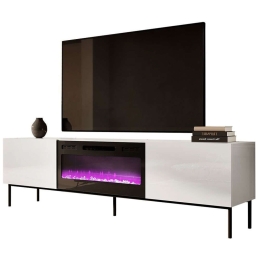 Έπιπλο Τηλεόρασης Με Φλόγα Led Slide Plus 162505539 200x40x57cm White-Black