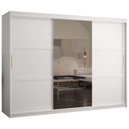 Ντουλάπα Δίφυλλη Συρόμενη Ramiro 2 162575169 250x62x200cm White-Gold Δίφυλλη