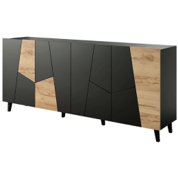 Μπουφές Etna 162588359 201x42x83cm Black-Natural Πλαστικό,Μοριοσανίδα