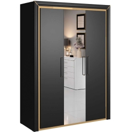 Ντουλάπα Τρίφυλλη Arano 162603999 155x61x214cm Black-Gold Τρίφυλλη