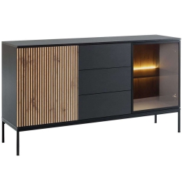 Μπουφές Haven II 162680239 154x39x83cm Natural-Black Μοριοσανίδα, Μέταλλο