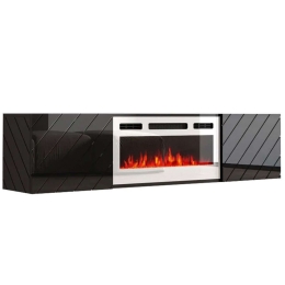 Έπιπλο Τηλεόρασης Με Φλόγα Led Luxe 162712439 183x35x38cm Black-White