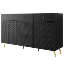 Μπουφές Temerra 3D 162717339 150x42x92cm Black-Gold Μοριοσανίδα, Μέταλλο