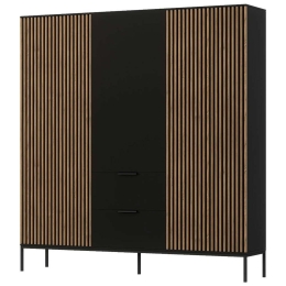 Ντουλάπα Τρίφυλλη Oriol 162724699 185x60x200cm Black-Oak Τρίφυλλη