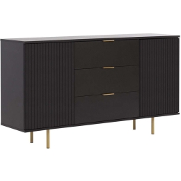 Μπουφές Nubia 162740059 150x41x80cm Black-Gold Μοριοσανίδα, Μέταλλο