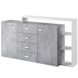 Μπουφές Bron Plus 16822209 180x37x98cm Grey-White Μοριοσανίδα, Μέταλλο