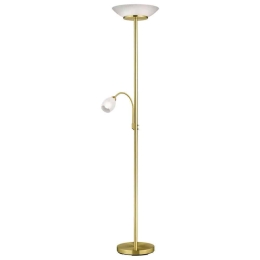 Φωτιστικό Δαπέδου Gerry R40063108 2xE27 18W & 1xE14 10W Φ34cm 180cm Brass Mat RL Lighting Μέταλλο,Γυαλί