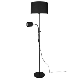 Φωτιστικό Δαπέδου Owen R40192002 1xE27 42W & 1xE14 10W 36x160cm Black RL Lighting Μέταλλο,Ύφασμα