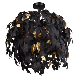 Φωτιστικό Οροφής - Πλαφονιέρα Leavy R60463032 Φ70x73cm 3xE14 28W Black-Gold RL Lighting