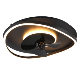 Ανεμιστήρας Οροφής Sortland R67393132 Με Φως Led 30W 6500K Και Τηλεχειριστήριο Φ50x15cm Black Mat RL Lighting Διάμετρος 50cm