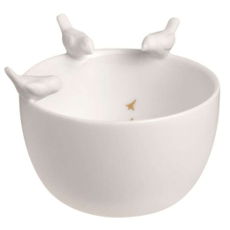 Διακοσμητικό Μπωλ Birds LBTRD0010756 Φ9cm White-Gold Raeder Πορσελάνη