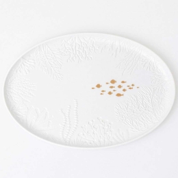 Πιατέλα Σερβιρίσματος Οβάλ Fish RD0017358 36,5x24,5x2cm White-Gold Raeder Πορσελάνη