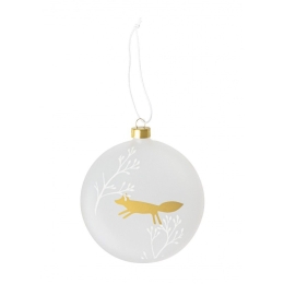 Χριστουγεννιάτικο Στολίδι Frosted Bauble Fox LBTRD0092374 10cm White-Gold Raeder