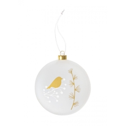 Χριστουγεννιάτικο Στολίδι Frosted Bauble Robin LBTRD0092375 10cm White-Gold Raeder