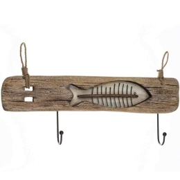 Κρεμάστρα Καπνιστό Ψάρι SH8398 21,5x5,2x57cm Brown Μέταλλο,Ξύλο