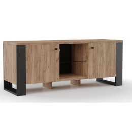 Έπιπλο Τηλεόρασης Old Wood SO-OLDTV2D 140x44x47.5cm Gold Oak - Black