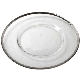 Πιάτο Ρηχό SUP109K4 Φ33x1,3cm Clear-Silver Espiel Γυαλί