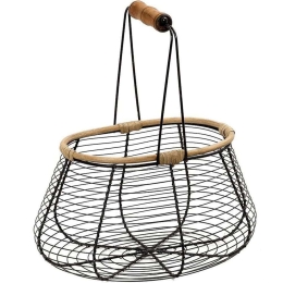 Καλάθι Αποθήκευσης TAK218 29x21x32cm Black-Natural Espiel Μέταλλο,Ξύλο