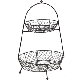 Καλάθι Αποθήκευσης Διώροφο TAK226 34x26x52cm Black Espiel Μέταλλο