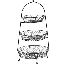 Καλάθι Αποθήκευσης Τριώροφο TAK227 34x26x65cm Black Espiel Μέταλλο