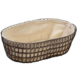 Καλάθι Ψωμιού TAK310 27x18x8cm Beige-Black Espiel Μέταλλο,Ύφασμα