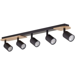 Φωτιστικό Οροφής - Σποτ Cover 5777 85x18x15cm 5xGu10 10W Black-Natural TK Lighting