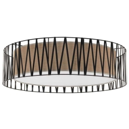 Φωτιστικό Οροφής - Πλαφονιέρα Harmony 5940 Φ50x21cm 2xE27 15W Natural-Black TK Lighting