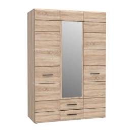 Ντουλάπα Solo 3D2S 136χ58χ197 cm TO-SOLO3D2S Τρίφυλλη Μελαμίνη,Καθρέπτης