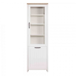 Βιτρίνα Verne Λευκό-Sonoma 59,7Χ37,2Χ191,6 cm TO-VERNEWIT1W1D Μελαμίνη,Γυαλί