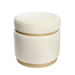 Πουφ Με Ξύλινη Βάση VOP103 41x41x40cm Ivory Espiel