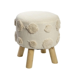 Σκαμπό VOP105 Σενίλ Με Ξύλινα Πόδια 35X35X40cm Beige Espiel