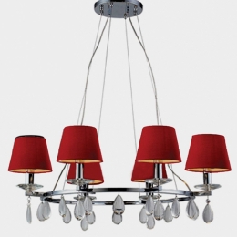 Φωτιστικό Οροφής W19266AR 6xE14 40W Φ76cm Red-Silver Aca