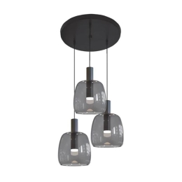 Φωτιστικό Οροφής Led 1971 3x5W 3000K 90Lm Grey-Black Αλουμίνιο,Γυαλί