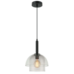 Φωτιστικό Οροφής 20126 1xΕ27 Max 40W Black Matt - Smoked Grey Μέταλλο,Γυαλί