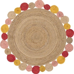 Χαλι Delhi Χειροποιητο Br-67 -   Natural-Pink New Plan 150X150cm Round