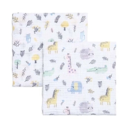 Μουσελίνες (Σετ 2τμχ) Safari Multi Funna Baby 90x90cm 100% Βαμβάκι