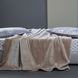 Κουβέρτα Notte 26 Βελουτέ Beige Kentia King Size 260x240cm Πολυέστερ