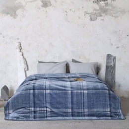 Κουβέρτα Βελουτέ Battler Blue-Grey Nima Υπέρδιπλο 220x240cm Πολυέστερ