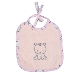 Σαλιάρα Des.179 Αρκουδάκι Pink Baby Oliver 20x20cm 100% Βαμβάκι