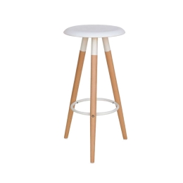 Σκαμπό Μπαρ Loft White 10-0100  Φ37X77cm Ξύλο,Πολυπροπυλένιο