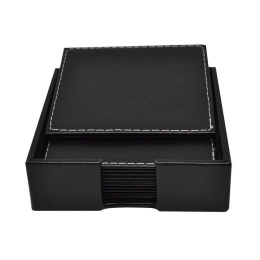 Σουβέρ Με Βάση Σετ 6Τμχ 802760 10cm Black Ankor Τεχνόδερμα