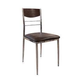 Καρέκλα Dino Brown ΕΜ919,2 42X41X90 cm Σετ 6τμχ Μέταλλο,Τεχνόδερμα,Ξύλο