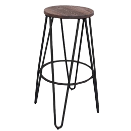 Σκαμπό Μπάρ Arco Wood Dark Black Ε5207,1 Φ33Χ76 cm Μέταλλο,Ξύλο