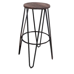 Σκαμπό Μπάρ Arco Wood Dark Antique Black Ε5207,10 Φ33Χ76 cm Μέταλλο,Ξύλο