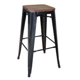 Σκαμπό Μπάρ Relix Wood Black Ε5190W,1 43X43Χ76 cm Μέταλλο,Ξύλο