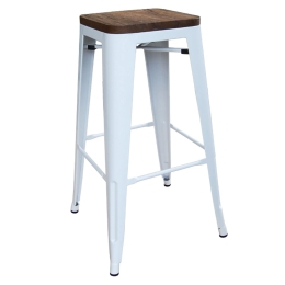 Σκαμπό Μπάρ Relix Wood White Ε5190W 43X43Χ76 cm Μέταλλο,Ξύλο